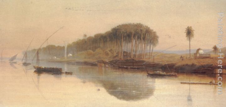 Sheikh Abadeh on the Nile painting - Edward Lear Sheikh Abadeh on the Nile art painting